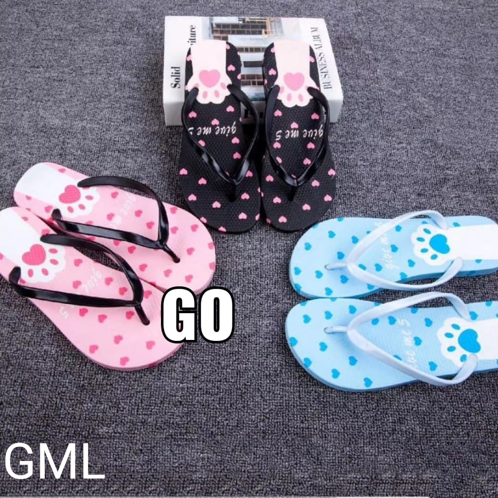 gof PUFFY Import COUPLE ROSE Sandal Wanita Murah Japit Casual Teplek Sendal Cewek Flat Jepit