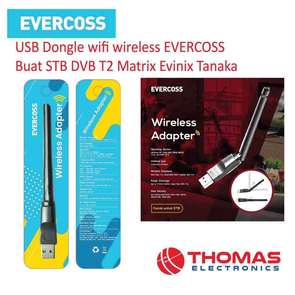 USB Dongle wifi wireless EVERCOSS Untuk STB DVB T2 Matrix Evinix Tanaka