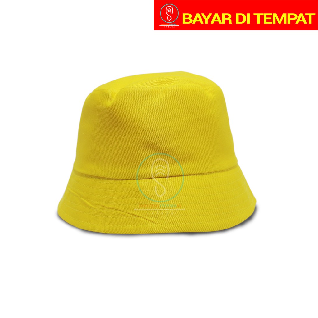 Topi Bucket Bulak Balik / Bahan Dobel Bisa Bolak-Balik-Kuning