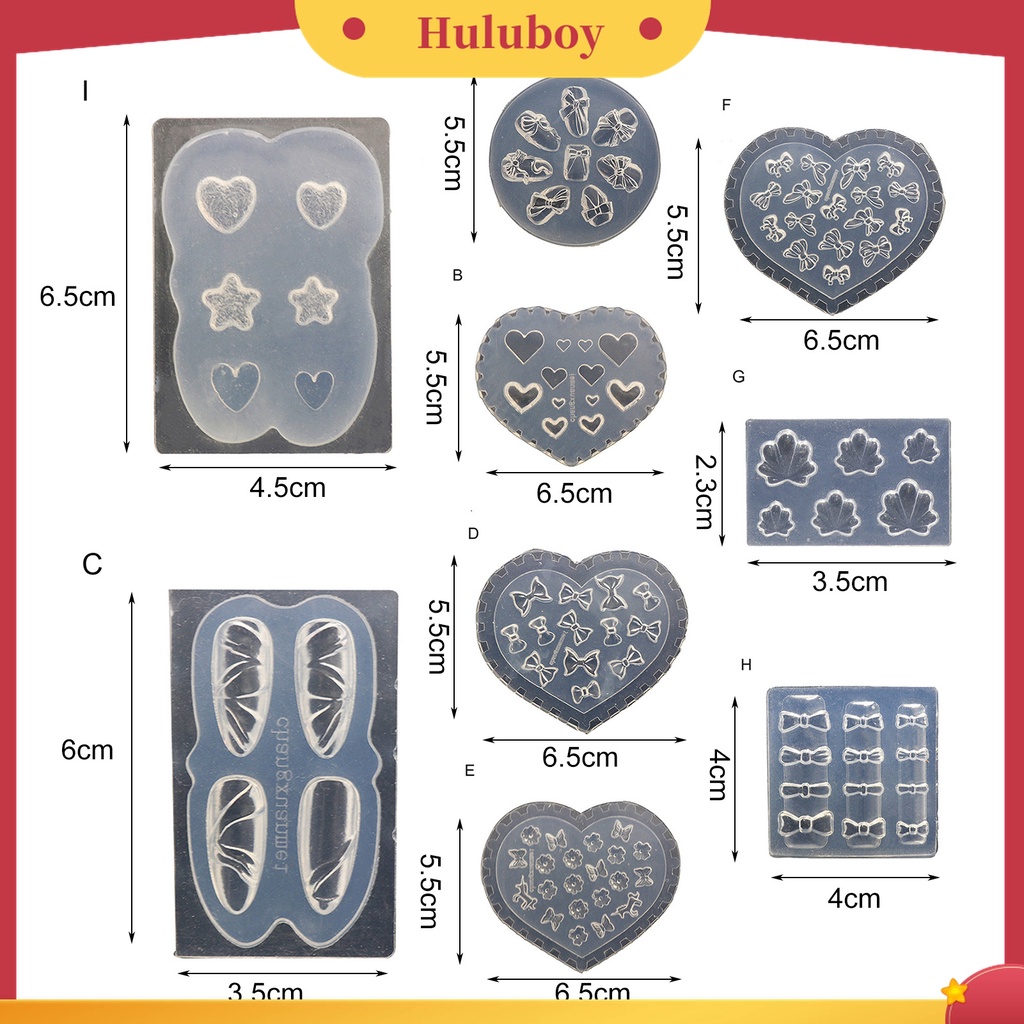 Huluboy Huluboy♡ Cetakan Nail Art 3D Bahan Silikon Transparan Motif Beruang Butterfly Untuk Salon