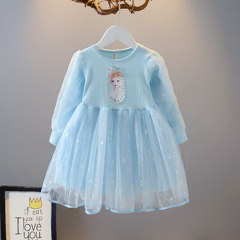 (LOLI-JKT) BD-116 DRESS FROZEN ELSA MAHKOTA 100-140