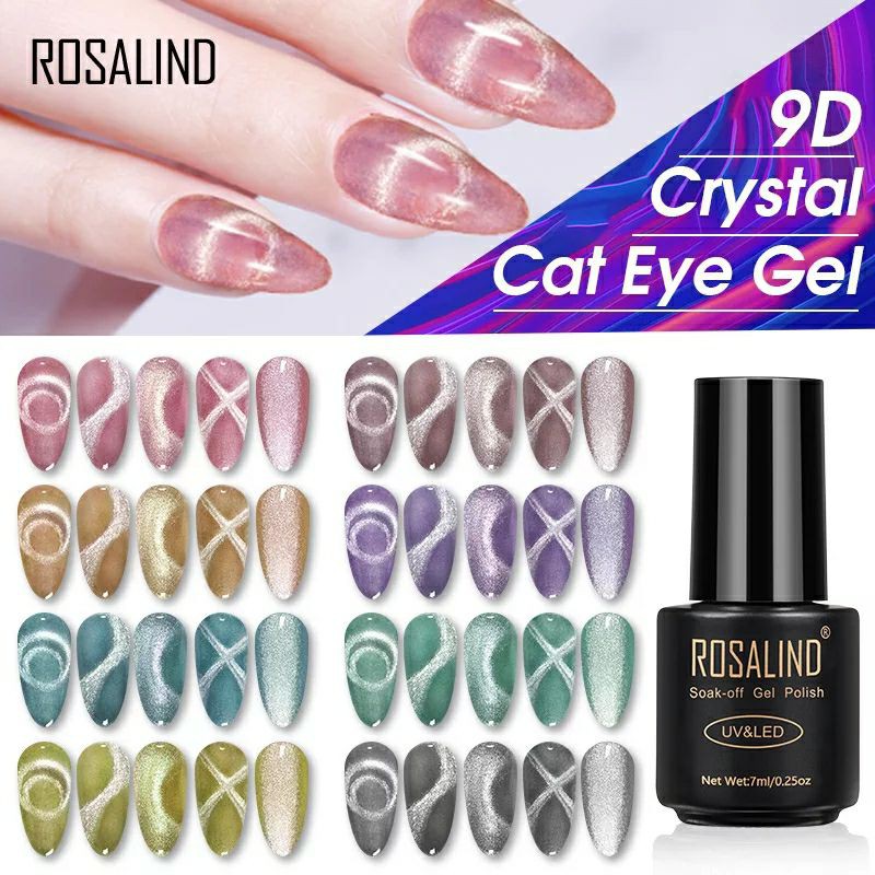 ROSALIND 9D CRYSTAL CAT EYE GEL NAIL GEL KUTEK GEL FEMMES.ID