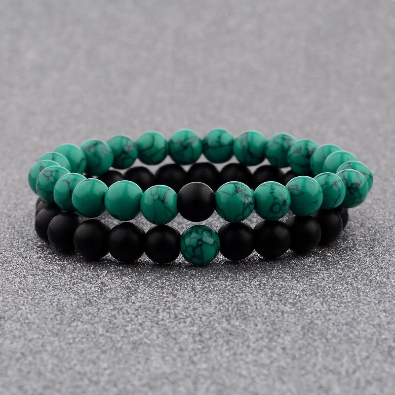 Gelang Manik-Manik Batu Matte Ukuran 8mm Untuk Pasangan