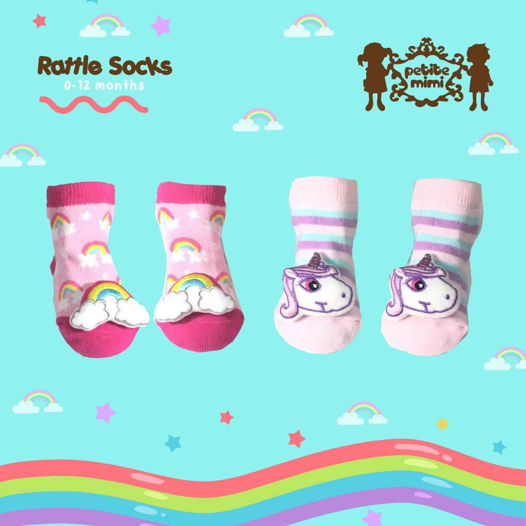 2 Psg Kaos Kaki Rattle / Rattle Socks Petite Mimi 0-12 bulan SNI 2 PASANG