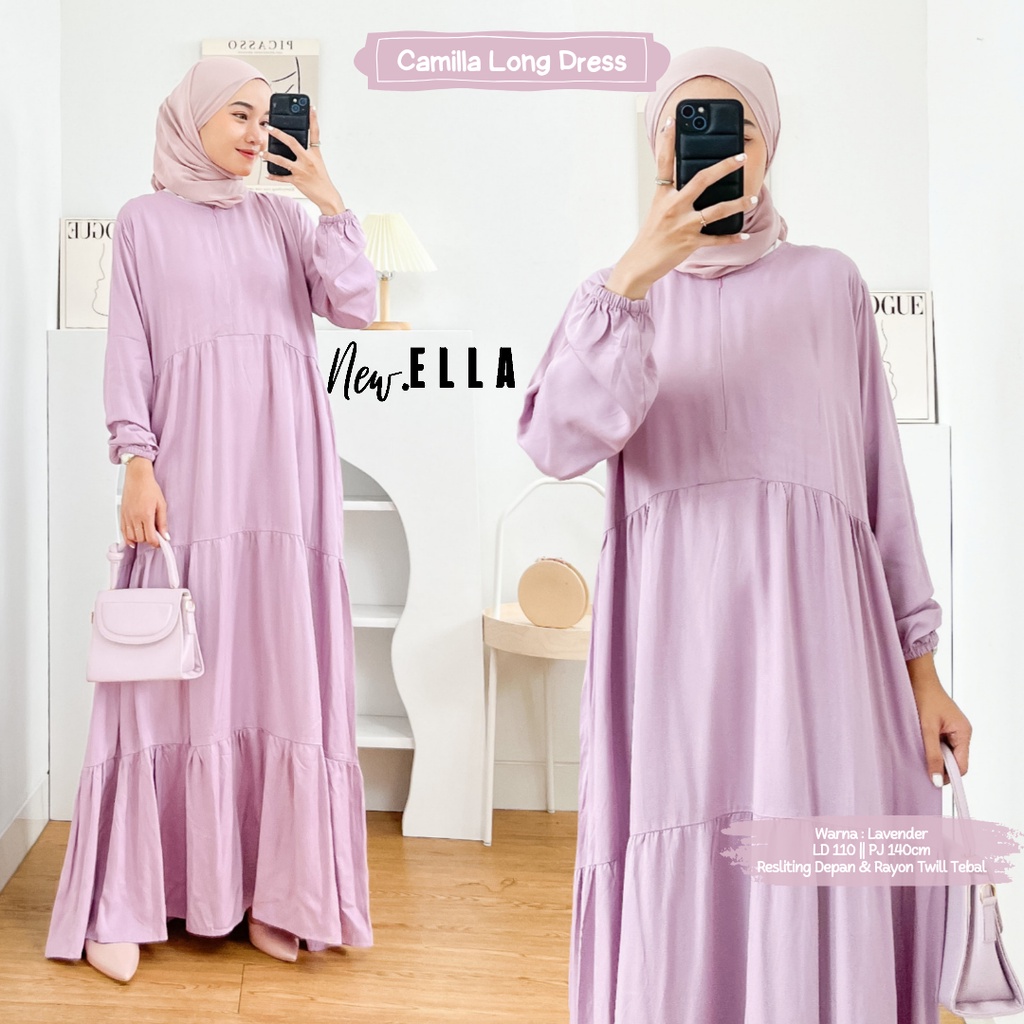 CAMILA LONG DRESS 6 WARNA BY DLINK STORE / BASIC DRESS RAYON BUSUI