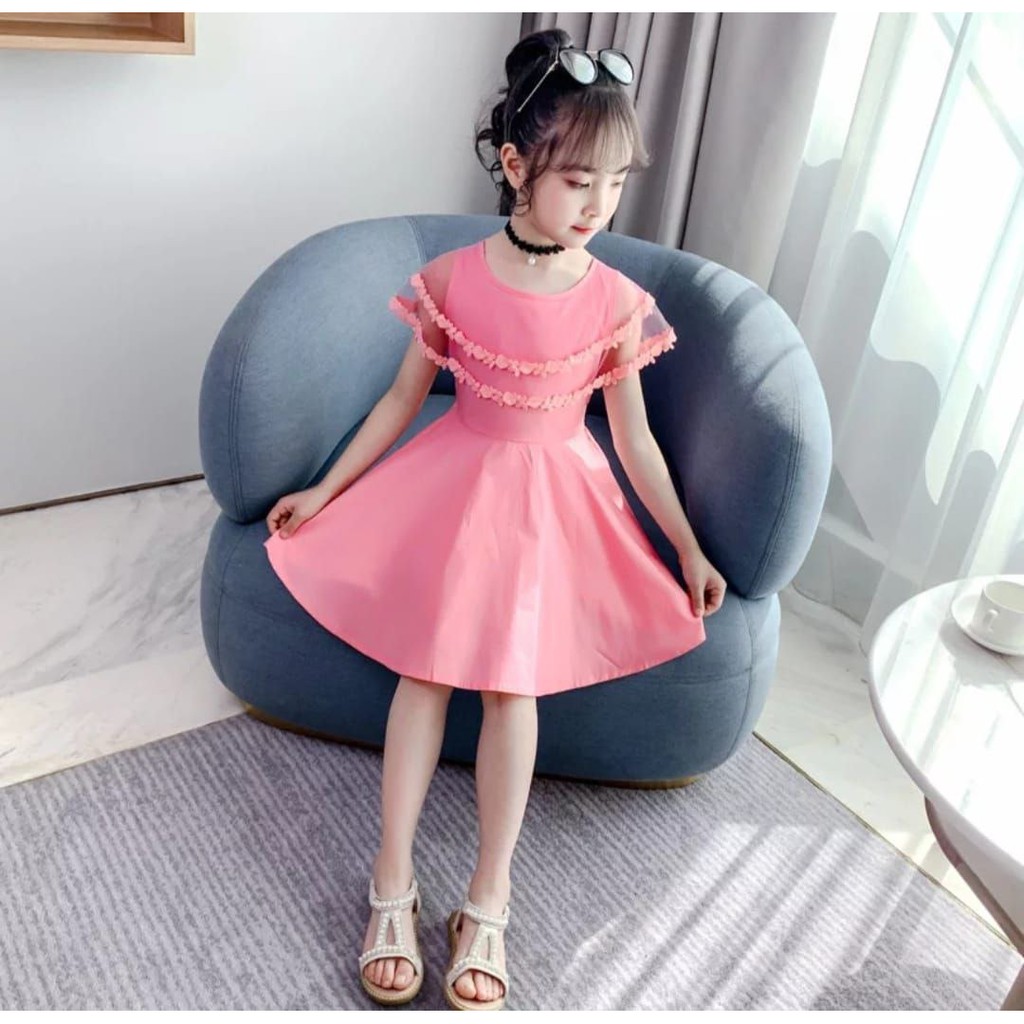 Dress Korea anak perempuan gaun pesta terbaru dress Sabrina princess pinky kid RD620 gaun ulang tahun anak usia 5-8tahun ro