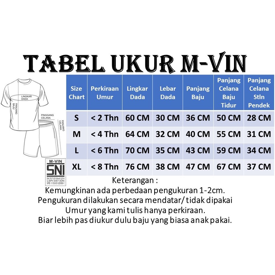 M-VIN Setelan Anak Printing/Baju Anak Pendek/Baju Tidur Anak/Setelan Baju Tidur/Kaos Baju tidur Anak