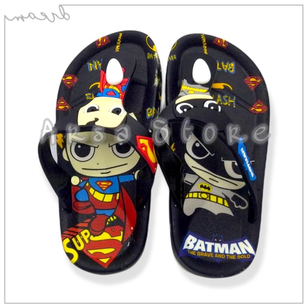 Sandal Jepit Karet Anak Laki Laki Import / Sendal Jelly Anak Cowok 2 - 4 thn Terbaru Motif Superhero