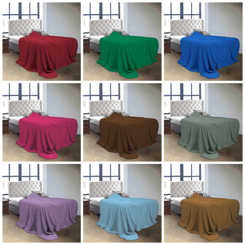 Selimut Vallery Quincy Polos Ukuran 160x200 cm Original Baru Kualitas Premium By Internal Grup