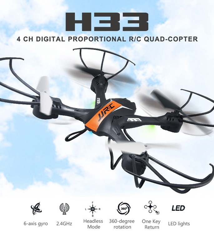 Mainan Anak Drone Remote Control JJRC H33 Quadcopter Drone - Hitam Merah