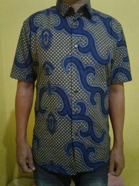 Odza Kemeja Batik Pria Baju Batik Pria Lengan Pendek Modern Slim Fit Cemara