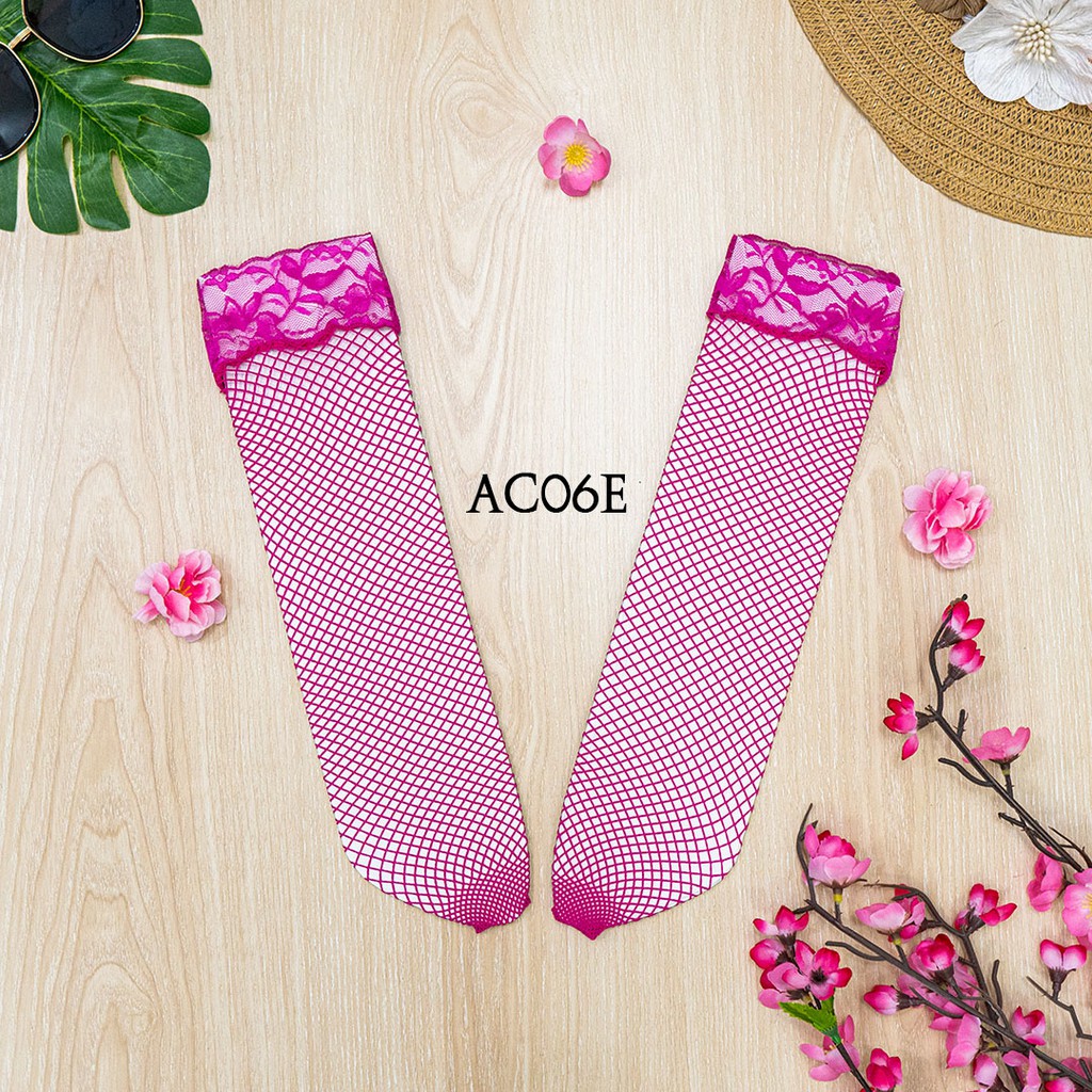 [STOK TERBATAS] LINGERIE STOCKING SEXY STOCKING JARING FUSCHIA AC06E