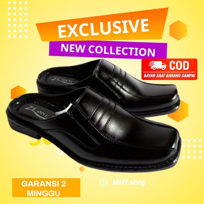 Sandal sepatu Pria bustong selop slop pesta cowok kondangan hitam murah pesta