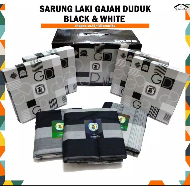 SARUNG GAJAH DUDUK BLACK N WHITE