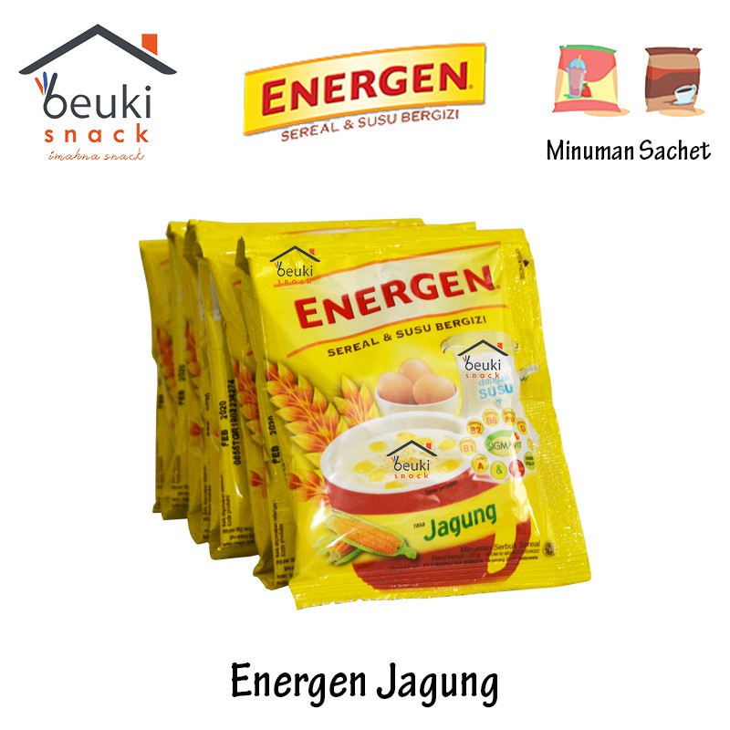 

RENCENG Energen Jagung Minum Makanan Bergizi Sereal Sehat Rasa Jagung - 10pcs x 25gr