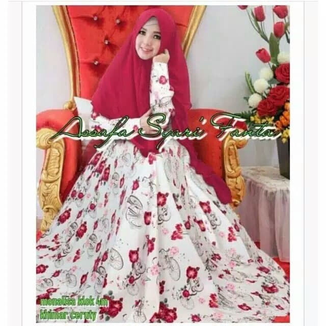 PREMIUM BUSANA MUSLIM SYARI ASSAFA GAMIS BAJU MUSLIMAH JUBAH ABAYA WANITA - PUTIH FANTA