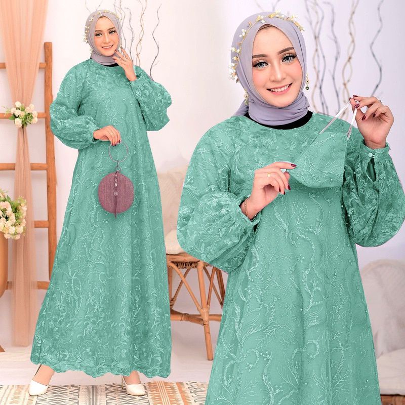 (NEW) MIRUA - Baju Gamis FREE Masker Brukat Brokat Remaja Wanita Perempuan Ibu Muslim Ukuran S M L X