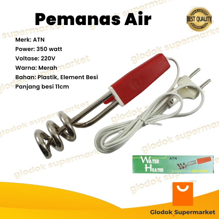 Pemanas Air Listrik 350 Watt Water Heater Portable 220v ATN Indikator Lampu 350w