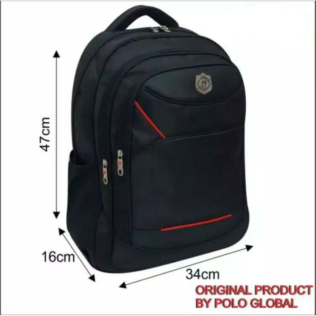 PG9752-Tas Ransel Laptop Punggung Polo Bahan Waterproof Tebal Pria Wanita Unisex Ukuran 18Inch