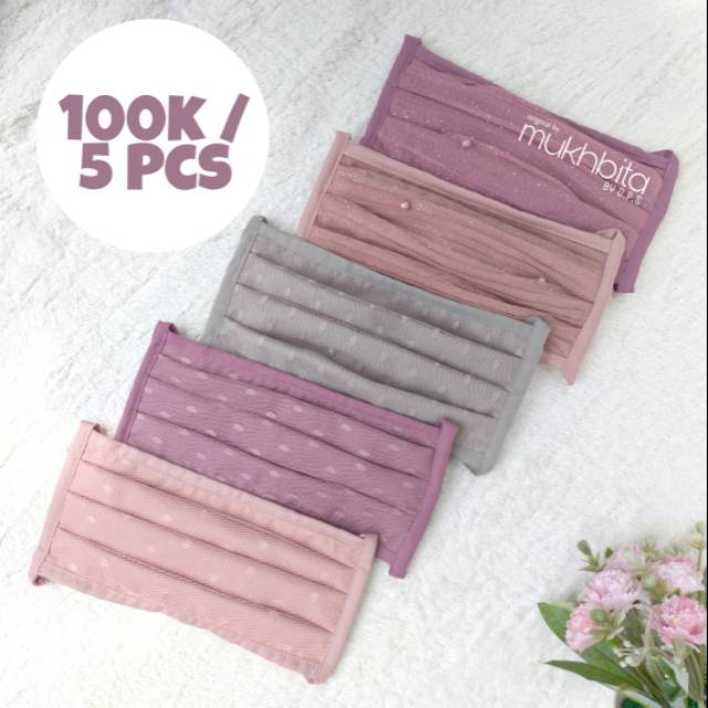 Masker Tile Dot / Plisket Mutiara isi 5 Pcs