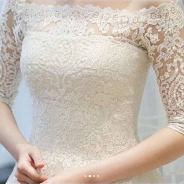 Gaun pengantin mewah putih LENGKAPIN