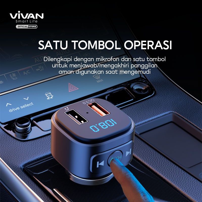 Vivan VBT01 Car Charger Transmitter Bluetooth Mobil