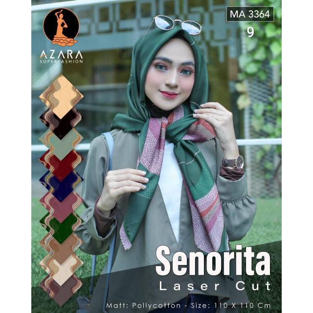 Pilih Warna Senorita Laser Cut Azara jilbab hijab krudung kerudung segi empat motif 9