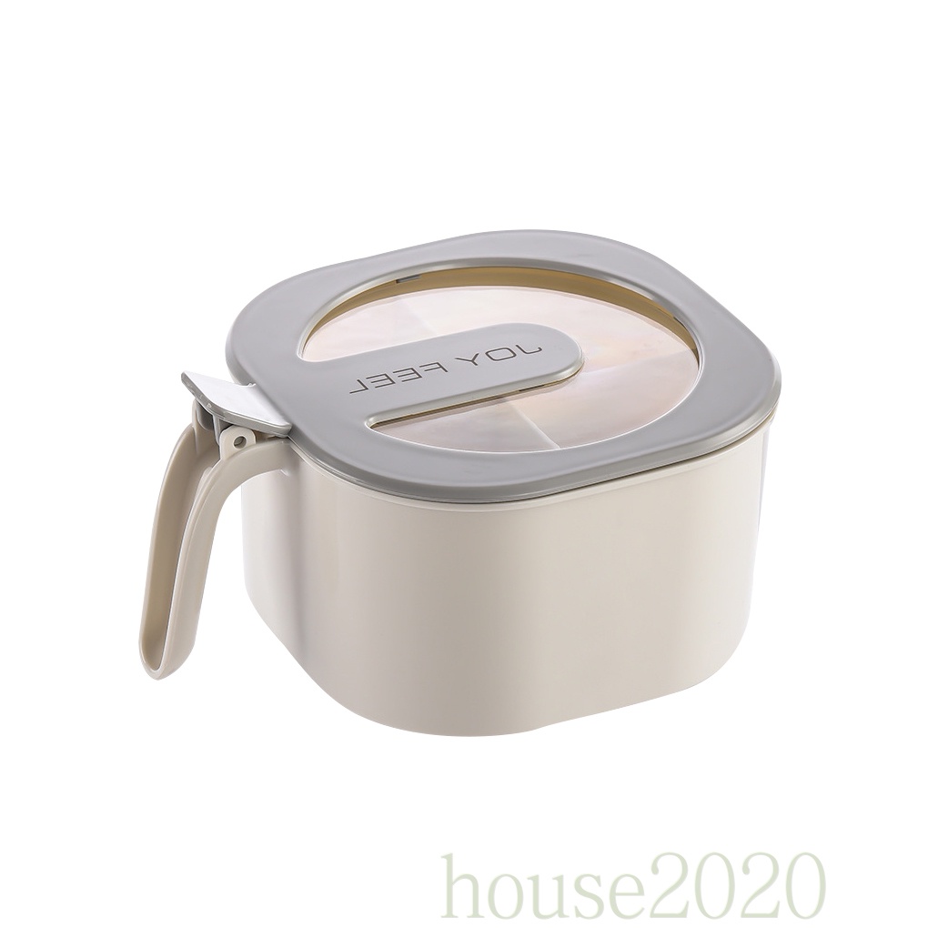 [HOUSE2020]Dust-proof Seasoning Box with Clear Lid 4 Grid Spoons Nordic Contrast Color Spices Jar, Gray