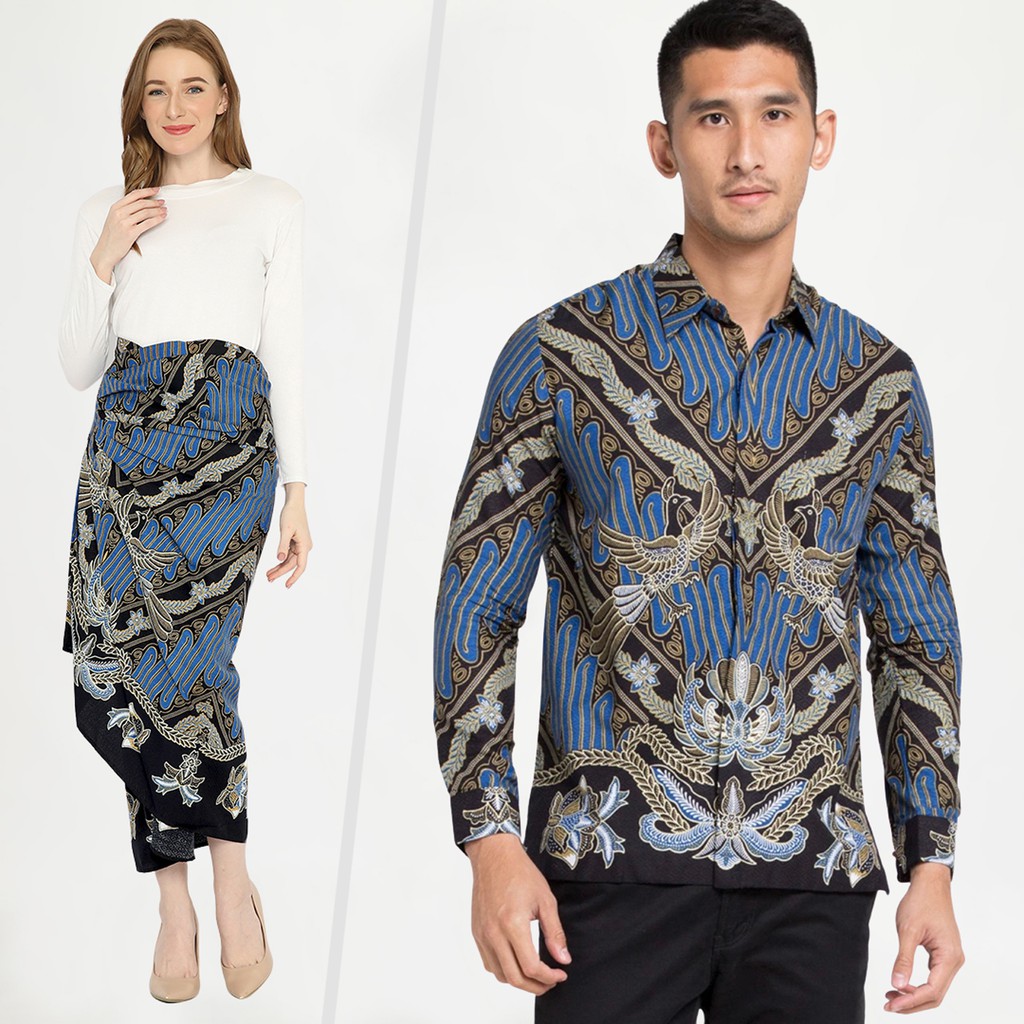 BATIK COUPLE MODERN  Artha Kemeja Rok Lilit Istan Batik Pria Lengan Panjang Slimfit Premium Biru 721482 Cap 72 - Baju Kemeja Atasan Pakaian Batik Couple Cople Pria Cowok Laki Laki Remaja Keluarga Lengan Panjang Modern Slimfit Premium Kekinian