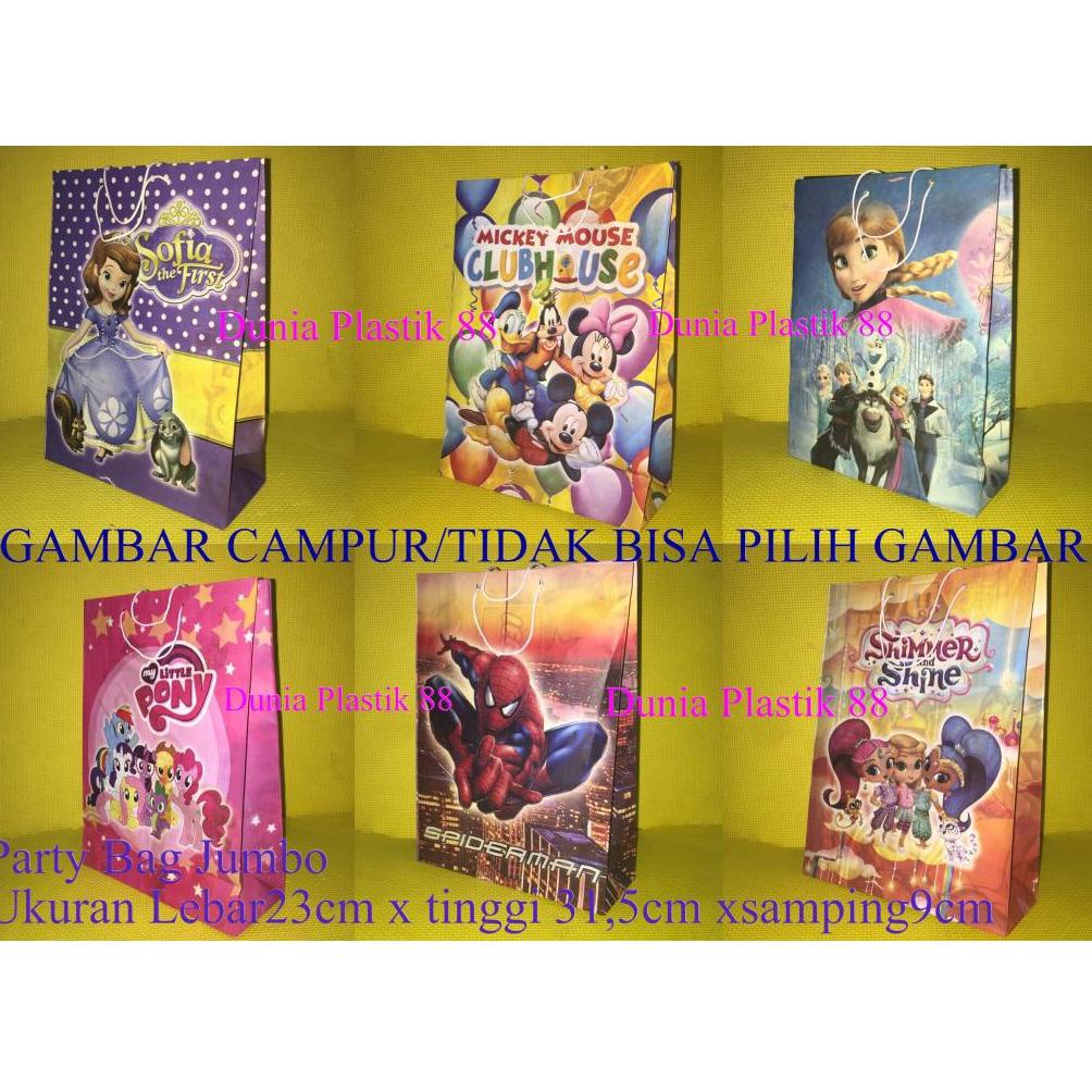 

(PROMO PZQ63) isi10pc goodie PARTY BAG JUMBO 23x31.5CM tas kertas karakter anak ulang tahun ultah GAMBAR RANDOM ✯