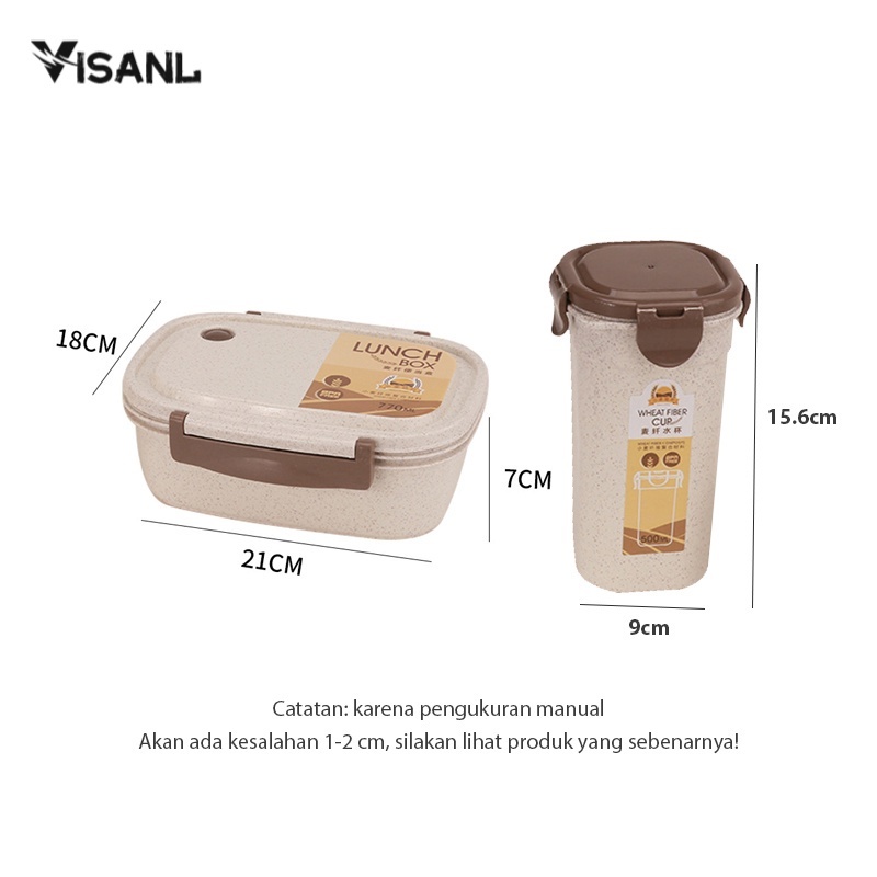 Lunch Box + Cangkir Sup  / Kotak makan Free Sendok/Anti Bocor/Mangkuk sup Portable Set