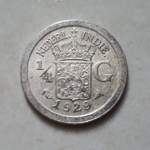 Koin Perak Lama Jaman Belanda 1/4 Gulden 1929