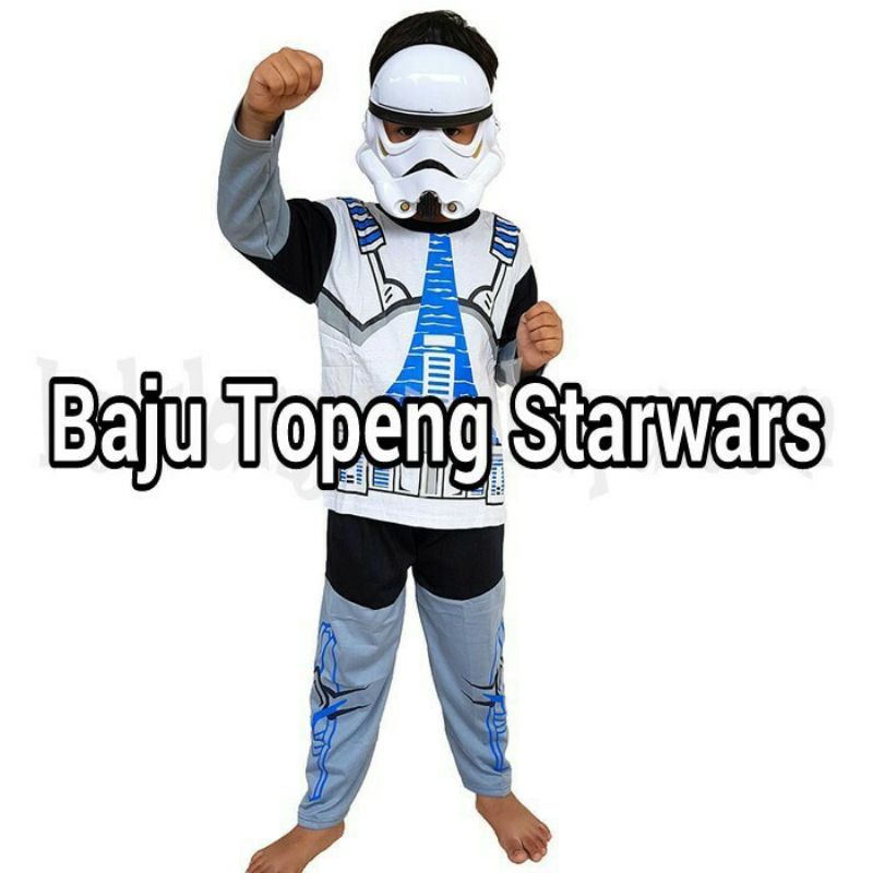 BAJU SETELAN ANAK STAR WARS STROOM TROOPER GRATIS TOPENG