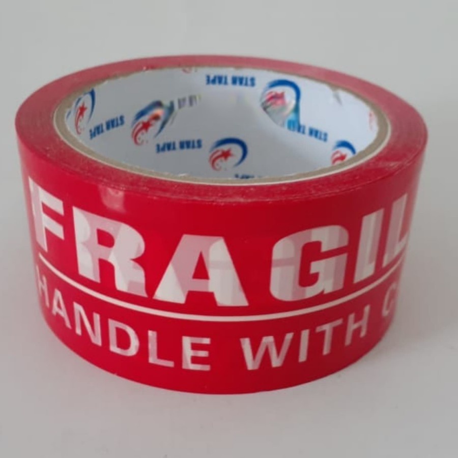 

Lakban Fragile Merah 48mm*50m/Lakban Jangan Dibanting Pecah Belah STAR