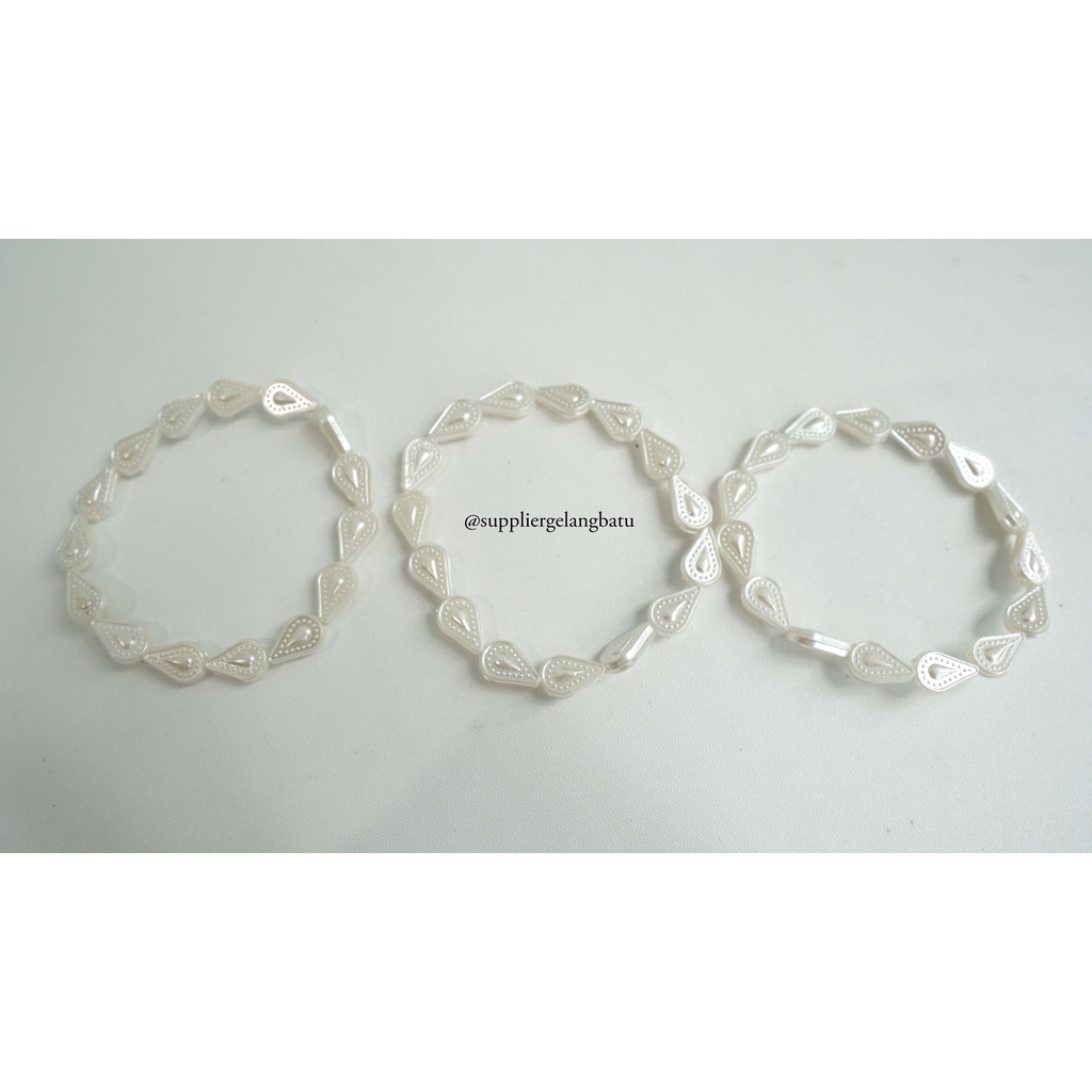 GELANG Mutiara Sintetis OVAL motif ALPUKAT WHITE PEARL kado anak anak