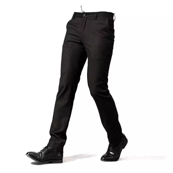 Lesta Langgeng Celana Formal Pria Slimfit Bahan Kain Twist/Teflon Warna Hitam Panjang 27-36