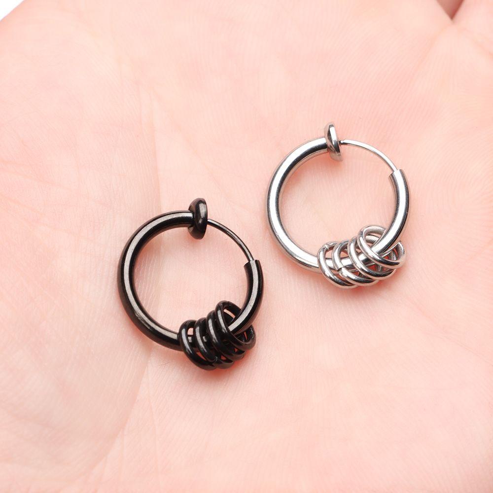 Lily Anting Punk Wanita Pria Tanpa Sakit Anting Klip Anting Stainless Steel Untuk Remaja Hoops Palsu