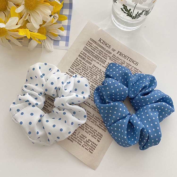 Ikat Rambut Korea Wanita Scrunchie Scrunchies Bunga Polkadot Kotak Aksesoris Gelang Karet (Kimiko)