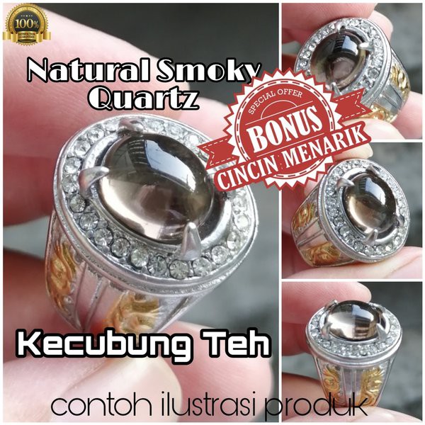ORIGINAL Cincin Kecubung Teh Asli Natural Smoky Quartz Murah Meriah