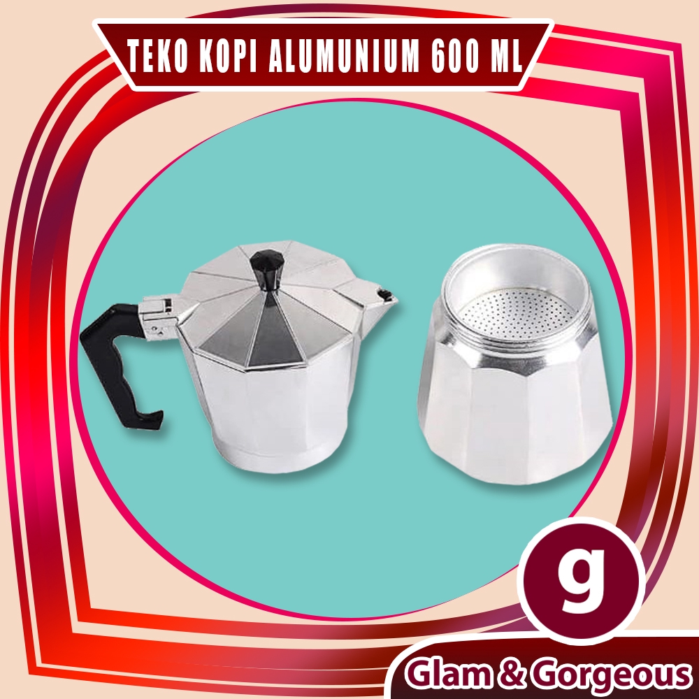 Teko Kopi Alumunium Untuk 12 Cup Moka Pot Aluminium 600ml CP0600AL