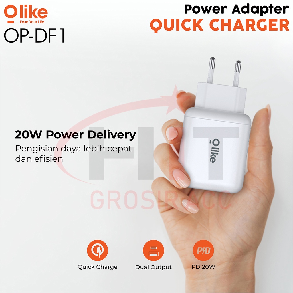 Power Adapter Olike Qualcomm Quick Charge 3.0 Dual Port OP-DF1