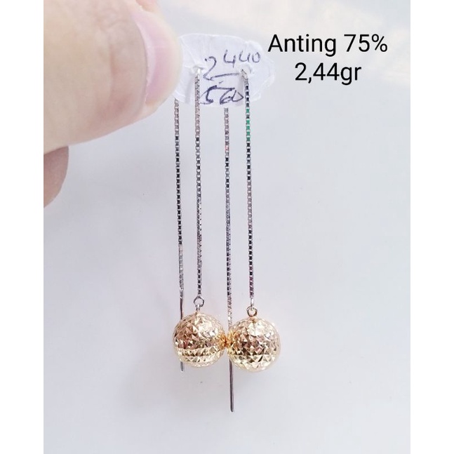 Anting emas kombinasi kadar 750