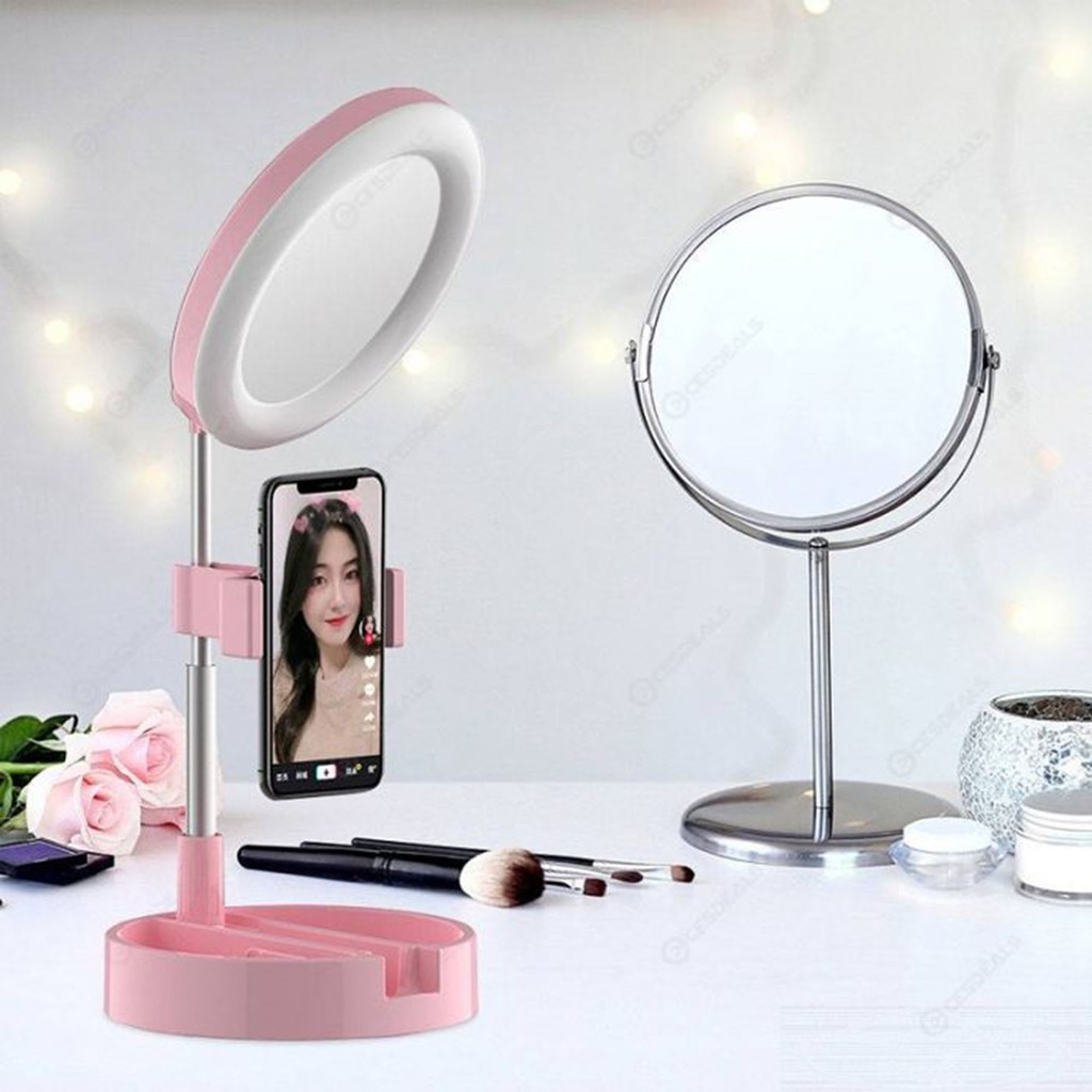Ring Light Makeup Rockware RW-G3 3 IN 1 Lamp Folding Desktop Stand With Miror