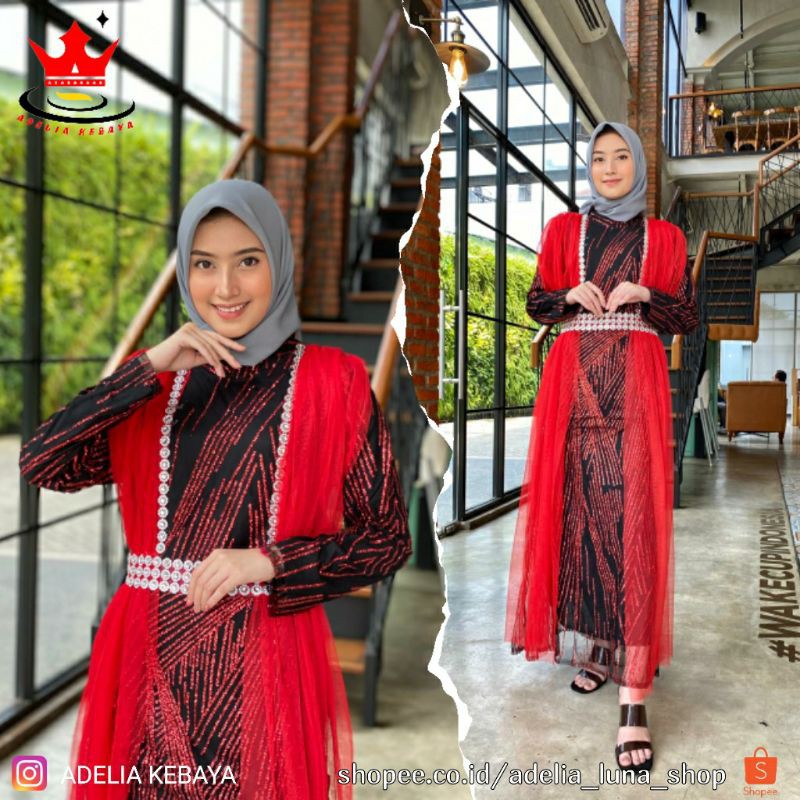 PB&gt; BAJU GAMIS KAREENA KAPOOR / BAJU GAMIS MODERN SUGAR KENDY KOBINASI CERUTY / OUTFIT GAMIS MODERN