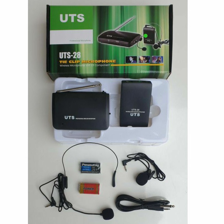 Mic Wireless UTS- 28 CLIP ON + Headset ( BANDO ) suara mantap