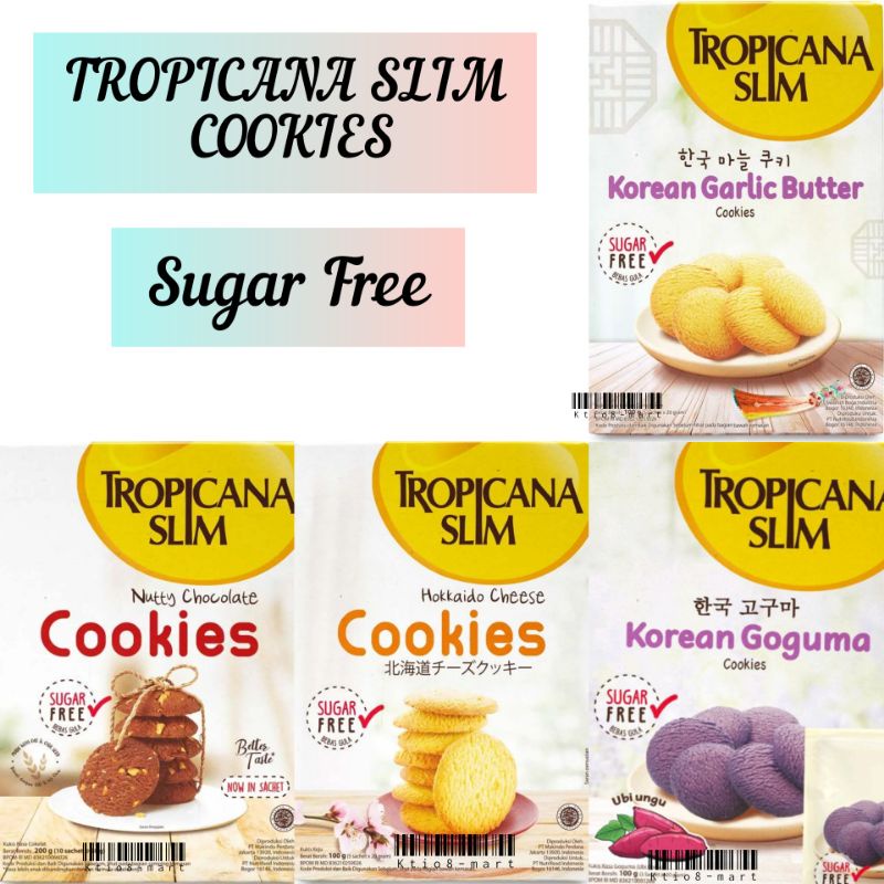 

Tropicana Slim Cookies Sugar Free Nutty Chocolate/ Hokkaido Cheese/ Garlic Butter/ Goguma