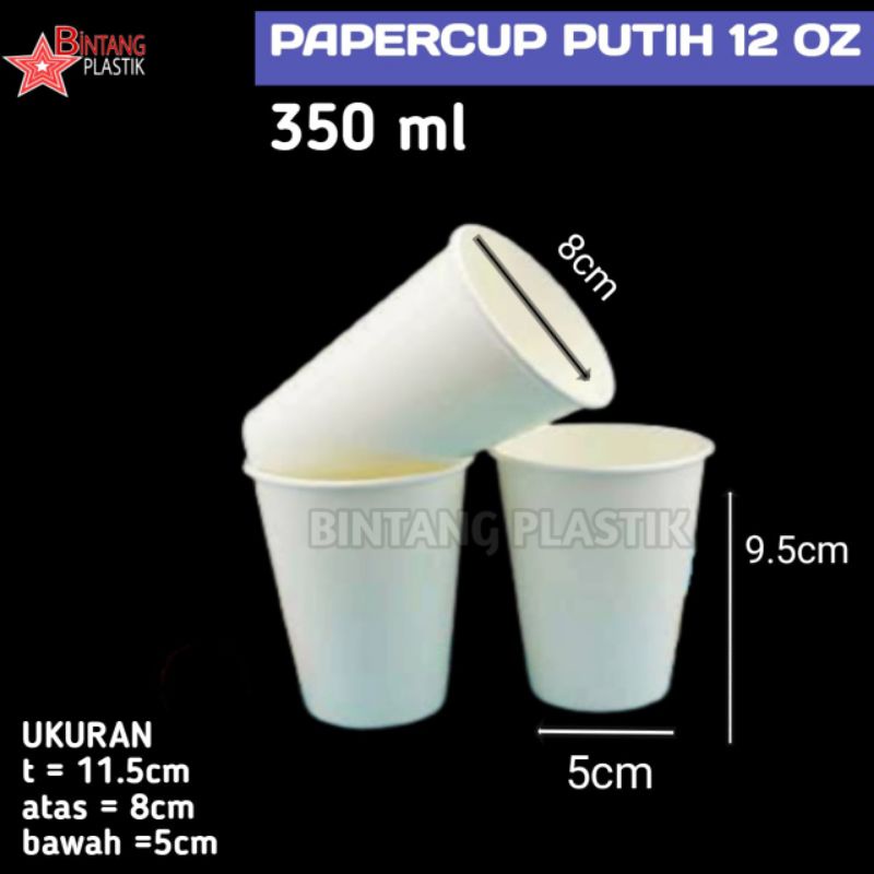 50PCS GELAS PAPER CUP 12OZ KERTAS POLOS FOAM PUTIH KECIL MINI HOT KOPI PANAS COFFE