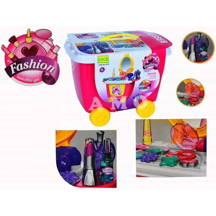 Kado Hadiah Mainan Anak Make up Dandan DRESSER TABLE TROLLEY 21 PCS- Mainan Anak permpuan Dandan kids 4 5 6 Tahun