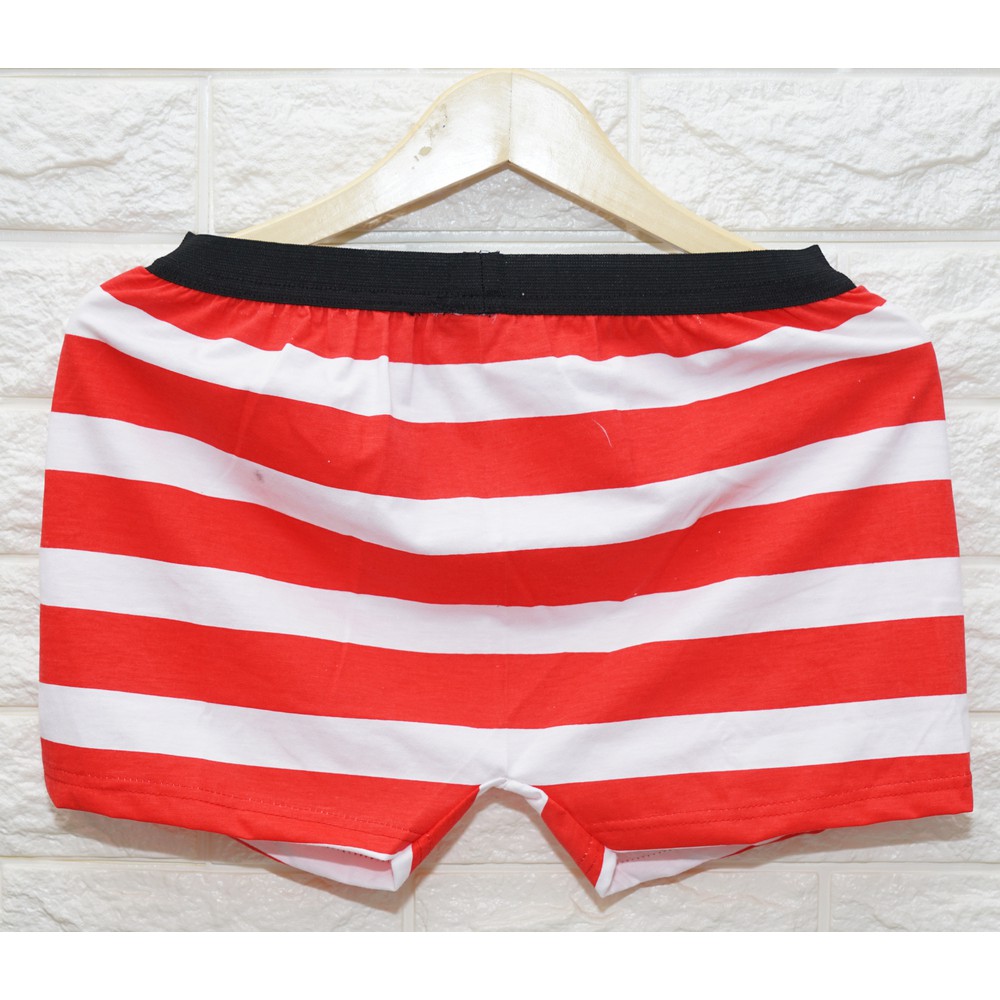 Celana  Pria / Celana Boxer Pria Wanita / Celana Motif Salur Merah