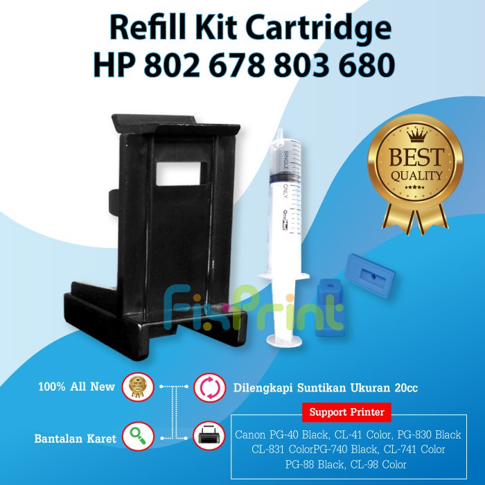 Refill Tool Kit Penyedot Tinta Cartridge HP GT51 GT52 802 803 703 704 678 680 682 Black Color